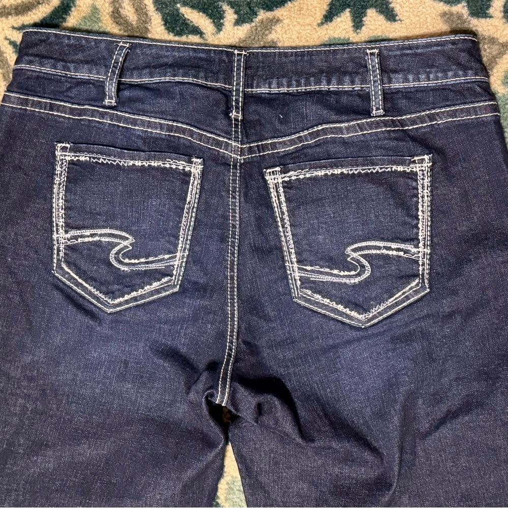 NEW Women’s Silver Suki Slim Boot Dark Indigo Wash Stretch Jeans 36 x 31